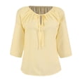 thumbnail image 1 of Blusa George para Mujer, Manga Ranglan con Plisado en Escote con Jareta Amarillo Talla CH, 1 of 4