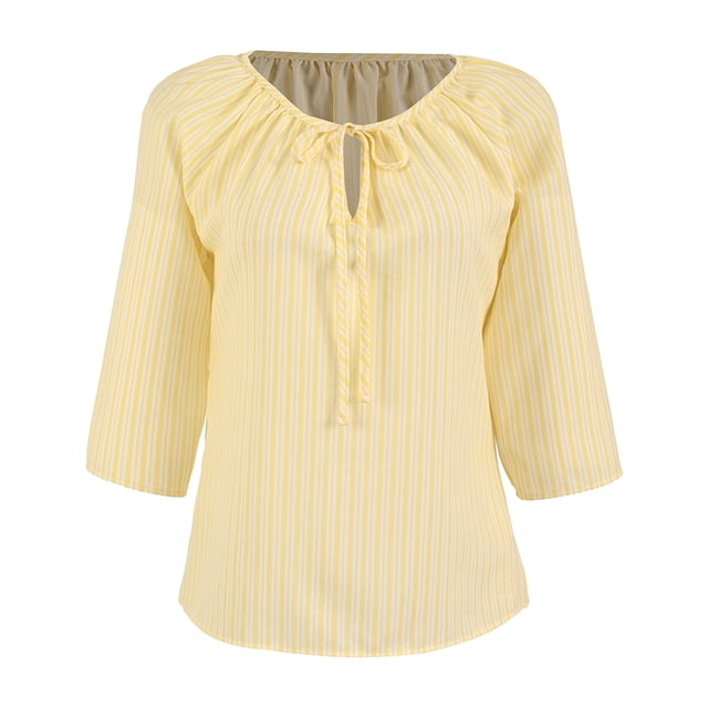 Blusa George para Mujer, Manga Ranglan con Plisado en Escote con Jareta Amarillo Talla CH