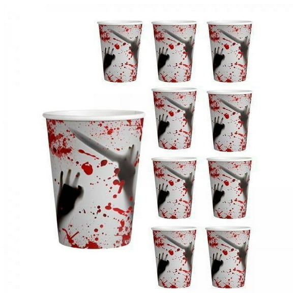 Sharprepublic 2x10 Pieces Disposable Paper Cups Scary Halloween Cups Party Table Decorations