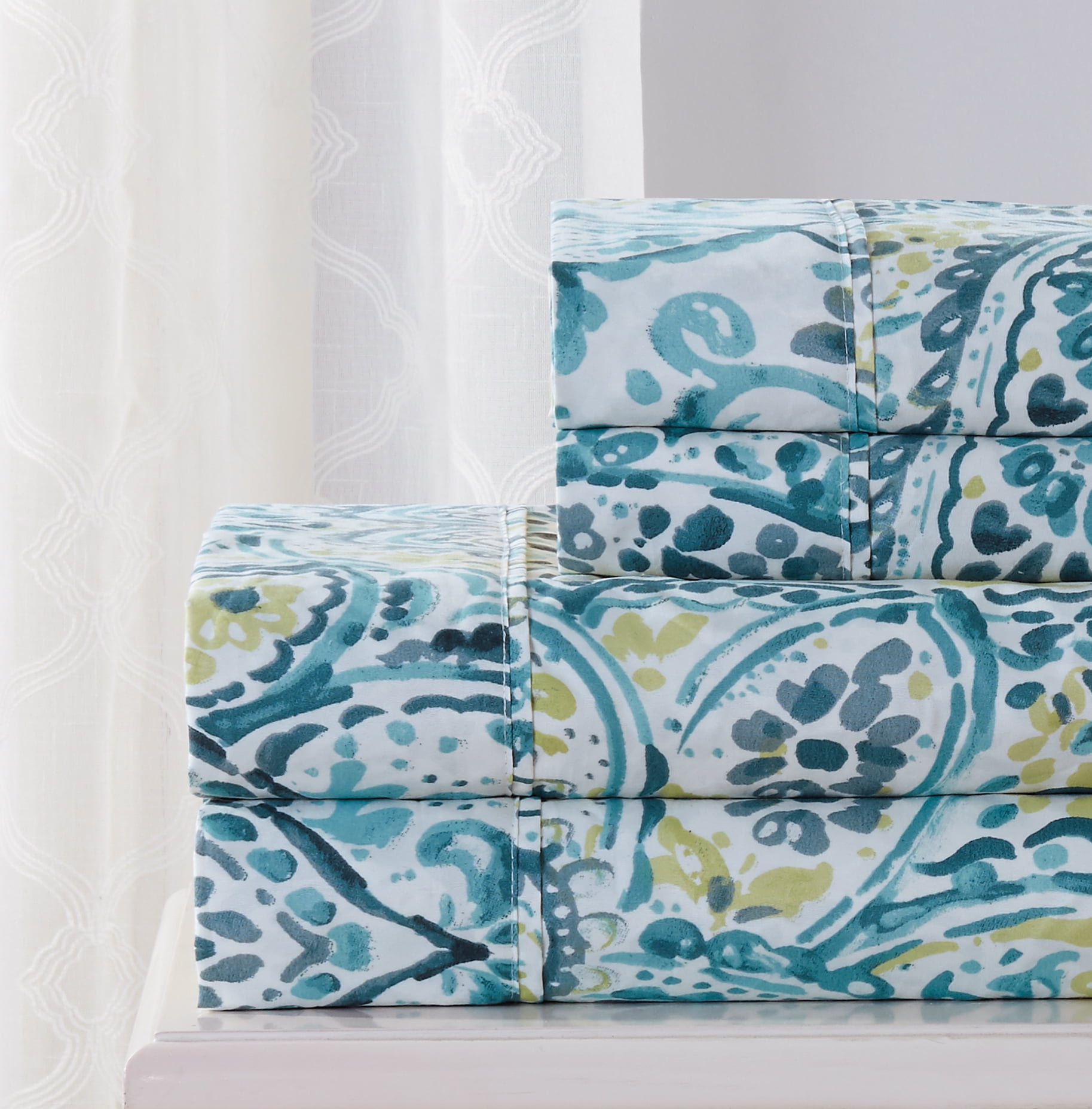 Bliss Printed 4Piece Sheet Set Queen