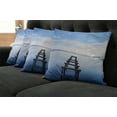 thumbnail image 2 of Ambesonne Nautical Throw Pillow Cover 4 Pack, Old Jetty Blue Sky, 16", Blue White Brown, 2 of 6