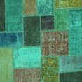 thumbnail image 1 of Ahgly Company Machine Washable Indoor Square Patchwork Turquoise Blue Transitional Area Rugs, 5' Square, 1 of 4
