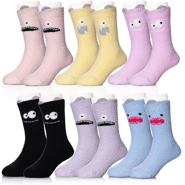 Fuzzy Socks, 12 Pairs Womens Girls, Non-Skid Gripper Bottom Warm