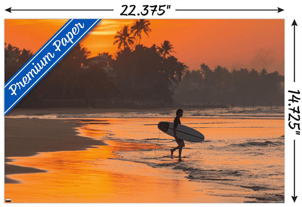 Surfing - Morning Walk Wall Poster, 14.725" x 22.375"