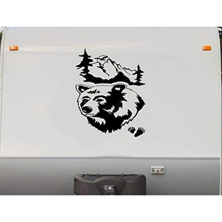 Bear Mountain Scene Fishing RV Camper Vinyl Decal Sticker