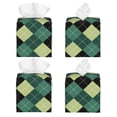 thumbnail image 2 of Lsque Green Squares Printed Tissue Box Cover Holder, Facial Paper Organizer Dispenser,Square with Bottom Belt, PVC Leather Decorative Organizer, 2 of 8