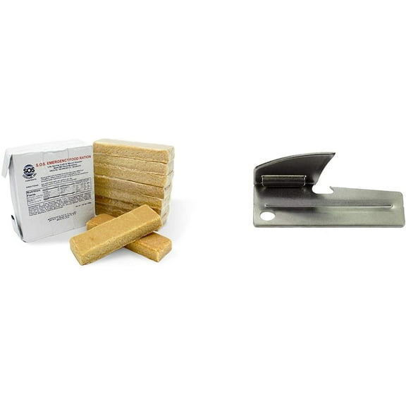 SOS Food 3600 Calorie Food Bar Rations Emergency 5 Year Shelf Life - 1 Pack with Survival Can Opener