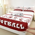 thumbnail image 3 of Feelyou White Maroon Hemlet Full Size Sheets for Kids, Soccer Athlete Bed Sheets, Modern Cartoon Sports Rugby Sheet Sets, Super Cozy Room Decor, 4-Piece, 3 of 7