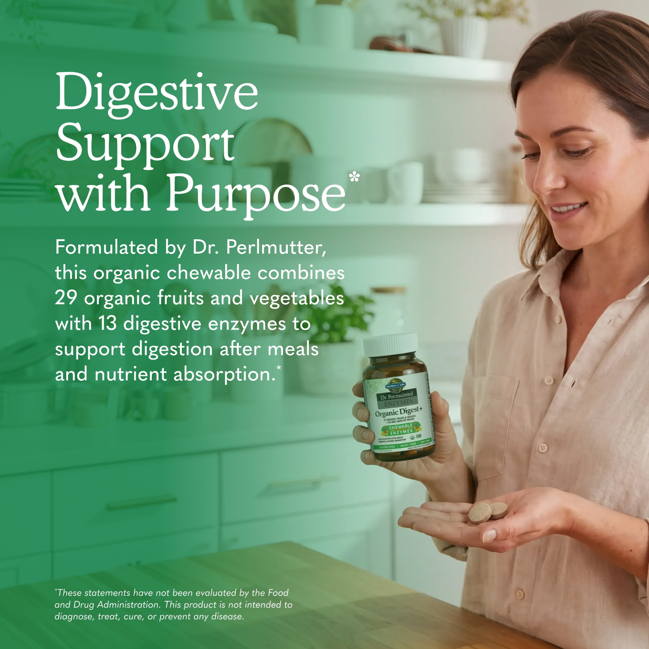 Garden of Life, Enzymes Organic Digest+, Tropical Fruit, 90