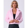 thumbnail image 2 of DARING DIVA Women's Cropped Jacket Notch Lapel Faux Fur Fluffy Coat S Light Pink, 2 of 6