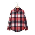 thumbnail image 6 of Fall Outfits for Women 2024 Long Sleeve Plaid Shacket Cozy Lightweight Shirt Jacket Blouses Red XL, 6 of 6