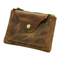 Hovmgk Kids Leather Coin Purse, Zipper Coin Bag, Horse Brown Small Pouch, PU Material Exquisite Stitching, Kids Daily Supplies, Coin & Small Change Storage for Boys, Girls