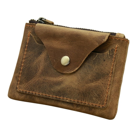 Hovmgk Kids Leather Coin Purse, Zipper Coin Bag, Horse Brown Small Pouch, PU Material Exquisite Stitching, Kids Daily Supplies, Coin & Small Change Storage for Boys, Girls