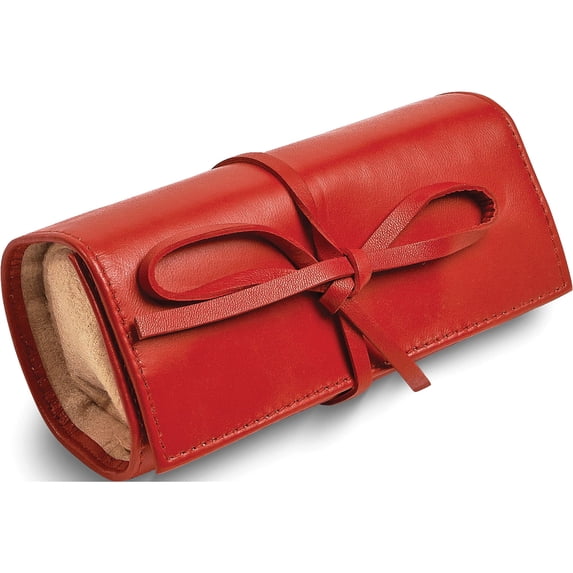Fashion Red Leather Tie Jewelry Roll (6 X 2) Made In India gm17733