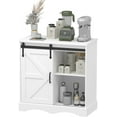 thumbnail image 3 of Chvans 31.5" Farmhouse Coffee Bar Cabinet with Storage, Aquarium Stand Fish Tank Table, White Kitchen Sideboard Cabinet with Sliding Barn Door, for Living Room, Entryway, 3 of 8