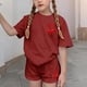 thumbnail image 4 of Conjuntos de blusas y camisas de cuello redondo y manga corta para niños, conjunto de dos piezas de top y pantalones cortos de manga corta con cuello redondo y manga corta para niños, top de poliéster, 4 of 6