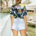 thumbnail image 4 of HAPPY BAY Hawaiian Shirts Womens Summer Beach Party Short Sleeve Tropical Vacation Blouse Shirt T-Shirt Blouses Dress Tee Shirts Tops for Women L Palm Tree Island, Grey, 4 of 5