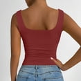thumbnail image 5 of longantii Womens Square Neck Tank Tops Crop Summer Basic Going Out Tops Tight Crop Ruched Fashion Clothing 2026 Wine M, 5 of 7