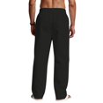 thumbnail image 4 of GrmtClth Men's Linen Pants Loose Fit Wide Leg Trousers Lightweight Drawstring Waist Casual Beach Pants with Pockets Black 3XL, 4 of 4