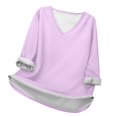 thumbnail image 1 of MHFRRA Camiseta Informal de Manga Larga con Cuello En V para Mujer. Camiseta Básica Cómoda para Uso Diario y Relajación. Ideal para Todas Las Estaciones. Combina Perfectamente con Jeans. Rosa Claro, 1 of 4