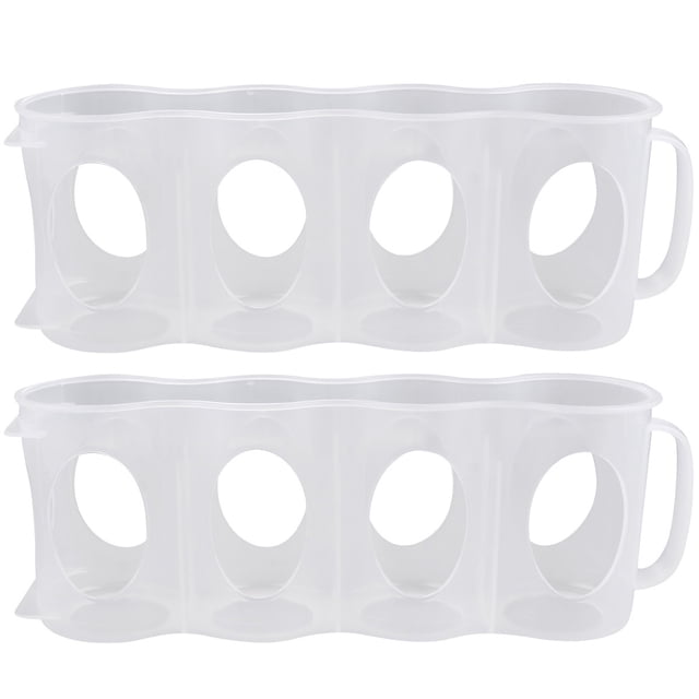 FELTECHELECTR Organizador de latas de refresco de 4 secciones, 2 unidades, tipo tirador manual, para refrigerador, caja de almacenamiento de plástico (transparente)