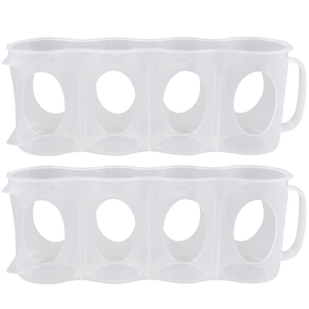 FELTECHELECTR Organizador de latas de refresco de 4 secciones, 2 unidades, tipo tirador manual, para refrigerador, caja de almacenamiento de plástico (transparente)