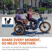 ADDMOTOR GREATTAN L Electric Trike for Adults, 750W Electric Trike with Passenger Seat, 65/130Mi 20/40AH 48V, Dual-Battery System 2 Seater Electric Tricycle, Parking Brake, Differential