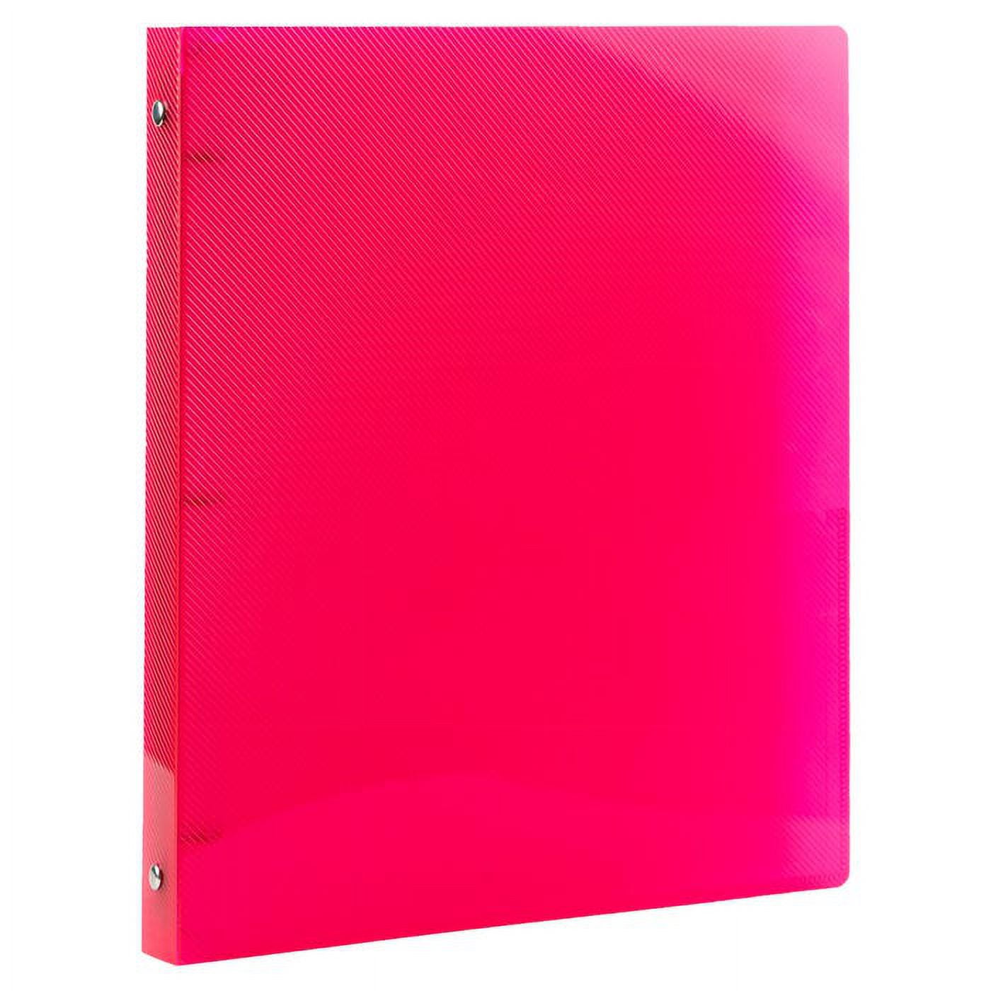 JAM Paper Plastic Binder, 11.5 x 10.25 x 1/2 in, Hot Pink, 1 Pack