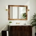 thumbnail image 3 of Anyrose 40.2"x30" Rectangular Wooden Framed Vanity Bathroom Mirror, Brown, 3 of 5