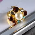 thumbnail image 3 of QQTDFG 18K Yellow Gold Filled Women Pearl Crystal Ring Rings Men Rings Lovers Gift J027-7, 3 of 4