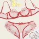 thumbnail image 3 of Gibobby ropa interior Pijama de encaje floral transparente sexy Conjunto de lencería Ropa de dormir de cintura alta Sujetador y panty Ropa de dormir de dos piezas (Rojo, XXL), 3 of 5