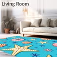 thumbnail image 2 of ODIKA 3'x5' Machine Washable Non-Slip Area Rug, Seashell Starfish Needlework DIY High Traffic Rug with Pad, Blue, 618774, 2 of 8