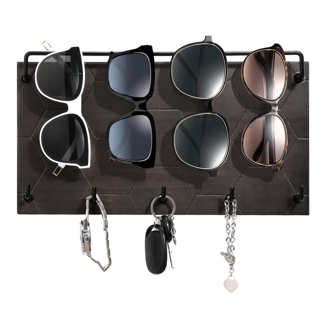Organizador de gafas de sol, llavero de pared, Emibele, madera gris