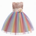 thumbnail image 1 of NIEWTR Robe Magnifique à Col Rond pour Tout-Petit, Robe de Princesse pour Mariage, Fête, Concours Flower Girl, Anniversaire (Or Rose, 5-6 Ans), 1 of 4