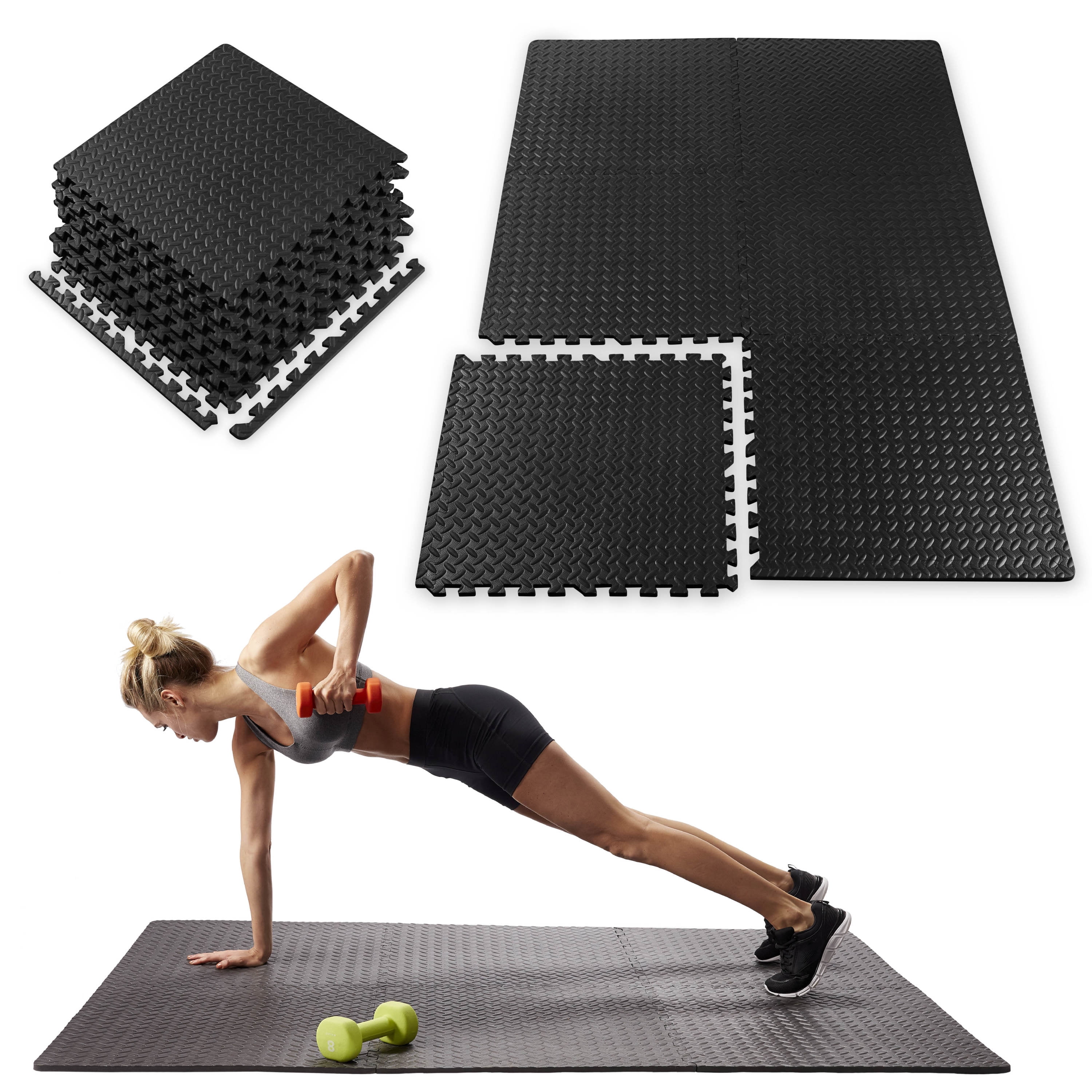Gaiam Essentials Interlocking Exercise Mat, Square Puzzle Foam
