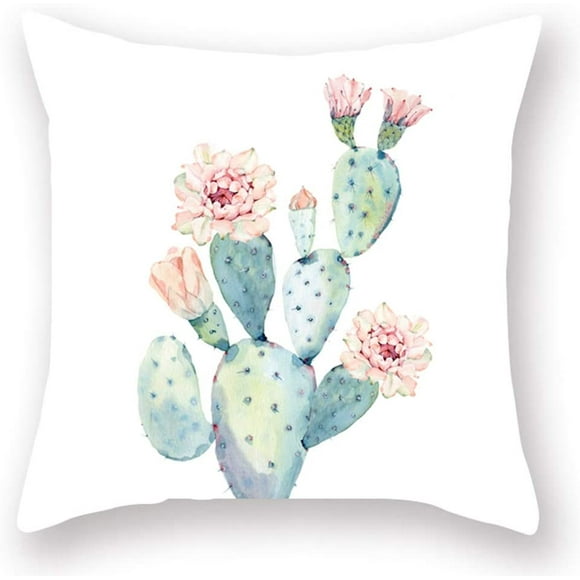 Succulents Plants Cactus Prickly Pear Throw Pillow Cover Super Soft Short Plush Farmhouse Home Decor Pillowcase Cushion Cover for Sofa 18x18 Inches (Cactus/Pink)