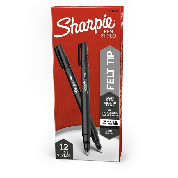 Sharpie Fine Point Pens, Black Permanent Ink, 12 Count