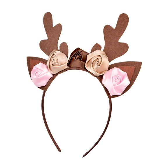 Raindrops Brown Reindeer Antler Hairband for Women & Girls, Christmas Party Headband, Non-Woven Fabric Accessory, 1pc 6.7in x 5.5in
