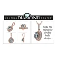 thumbnail image 3 of Solid 925 Sterling Silver & Gold Halo Birthstone Pendant Necklace w/ Pure Brilliance Zirconia, Rose Gold Plated, March - Simulated Aquamarine, 3 of 7