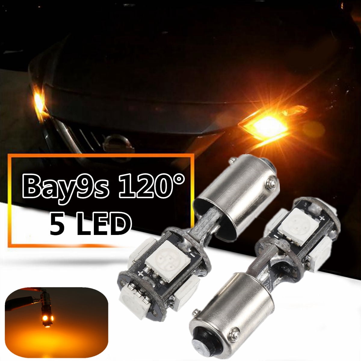 2x White 435 H21W BAY9s Bulb LED Side Indicator Reverse Daytime Light DRL Canbus
