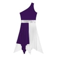 thumbnail image 5 of iiniim Women's Sleeveless Liturgical Praise Dance Color Block Irregular Hem Lyrical Worship Dress Dancewear Purple S, 5 of 7