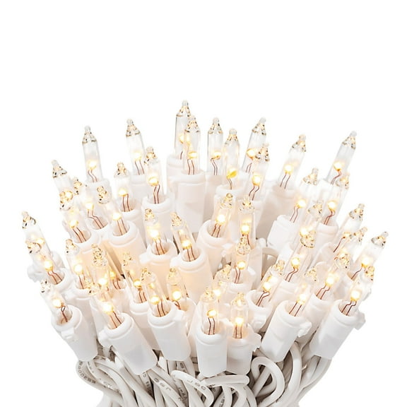 612 Vermont 50 LED Clear Christmas Lights on White Wire Cord, UL Approved For Indoor and Outdoor Use, 12.25’ Lighted Length, 12.9’ Total Length