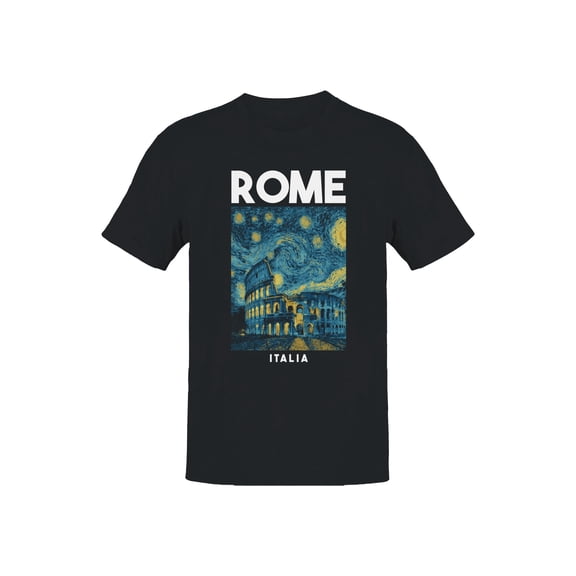 Rome Starry Night Graphic Men's Black T-Shirt