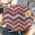 thumbnail image 3 of Northern Europe Round Fitted Table Cover Red Geometric Wave Stripes Waterproof Table Cloth with Elastic Edge Wipeable Tablecloth for Picnic Camping Party Fits 36"-44" Diameter, 3 of 8
