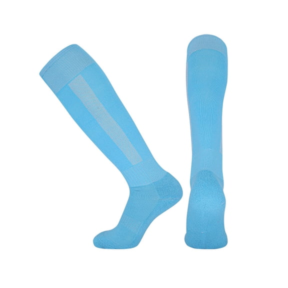 High Socks Fashion Men Solid Color Sweat Absorption Non-slipping Bottom of Towel over the Knee High Tube Sports Football Socks Sky Blue M