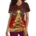 thumbnail image 5 of Ailaofu Christmas Scrubs for Women Tops Plus Size Stretch Short Sleeve Nursing Scrub Shirts Cute Printed Holiday Uniform, 5 of 5