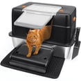 thumbnail image 1 of Caja de arena para gatos Vivifying de acero inoxidable XL con tapa negra, 1 of 9