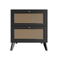 thumbnail image 2 of Castle Place Rattan 2 Drawers Wooden Nightstand, Black, 2 of 8
