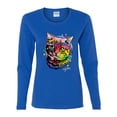 thumbnail image 2 of Cute Colorful Rainbow Cat Animal Lover Womens Graphic Long Sleeve T-Shirt, Royal, 2XL, 2 of 3