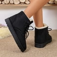 thumbnail image 4 of Women's Slip on Ankle Boots, Fall Winter Round Toe Lace Up Flat Warm Fleece Lined Cotton Boots with Breathable Upper and Non Slip Sole, Cozy Winter Footwear for Cold Weather Daily Wear, 4 of 6